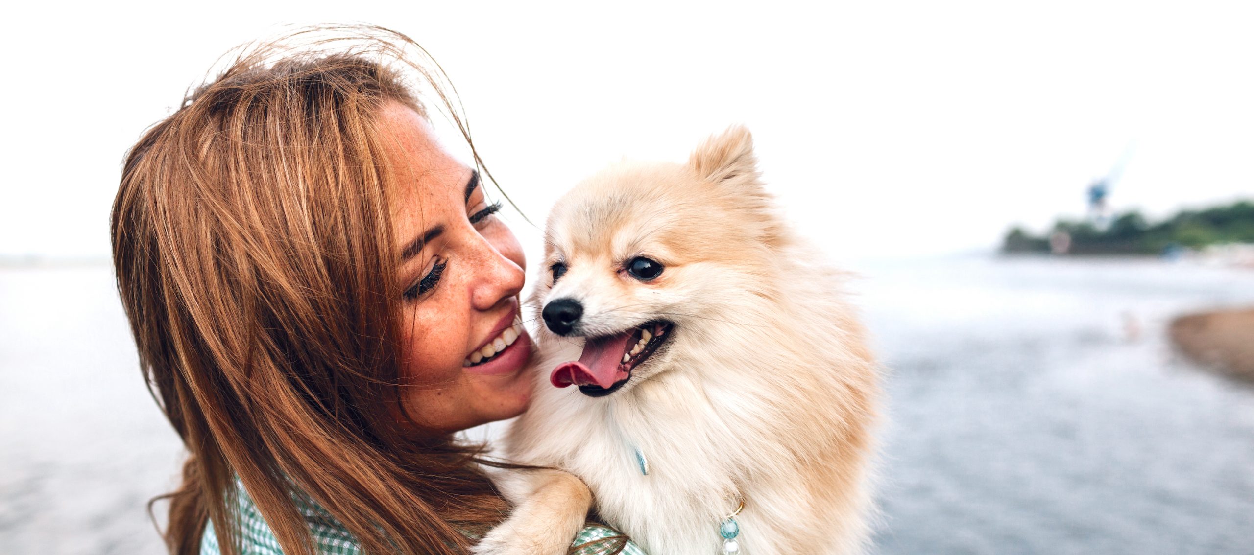Photo of woman with Pomeranian dog